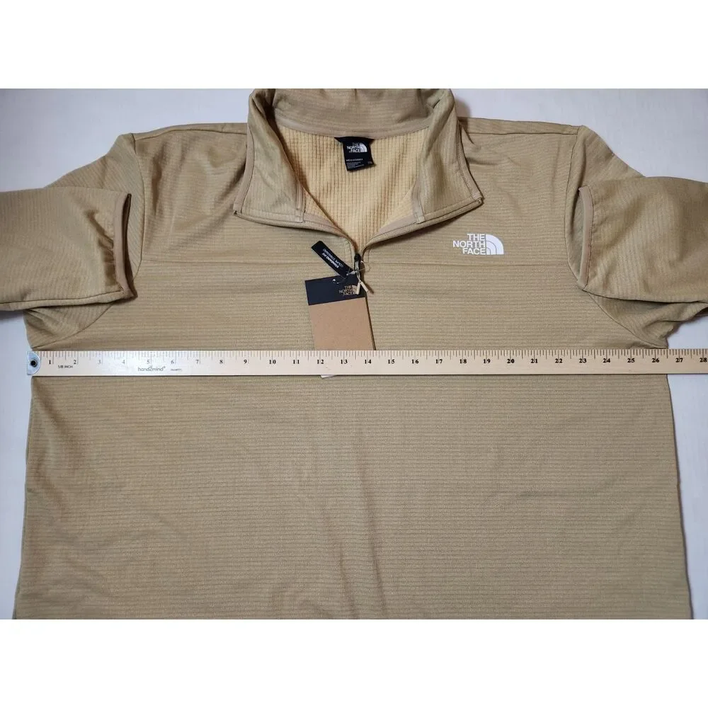 The North Face Men’s XXL Khaki Stone Trail Grid Quarter‑Zip Fleece
